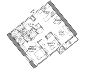 The Arton | West Tower Two Bedroom Layout Blueprint